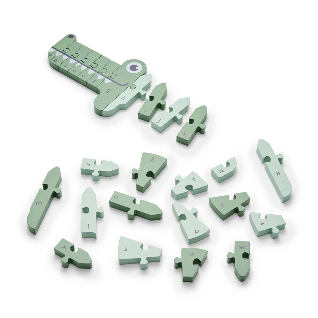 A,B,C puzzle crocodile green