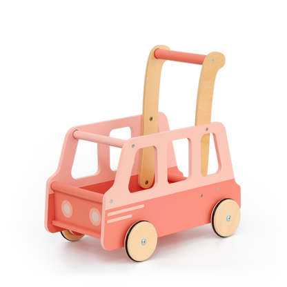 School bus pushchair pink